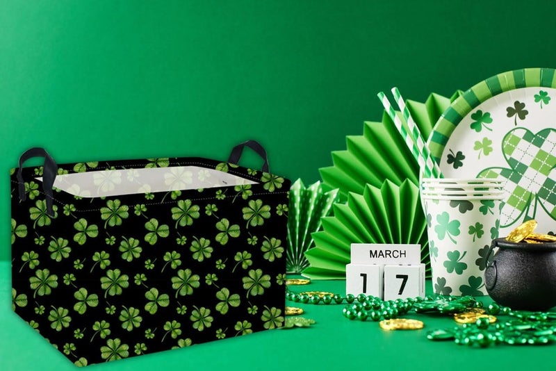 DDBASKET Rectangle Patrick's Day Baskets Kids Baskets Clover Storage Bin Organizer Box for Room Decor Gift Basket - Image 5
